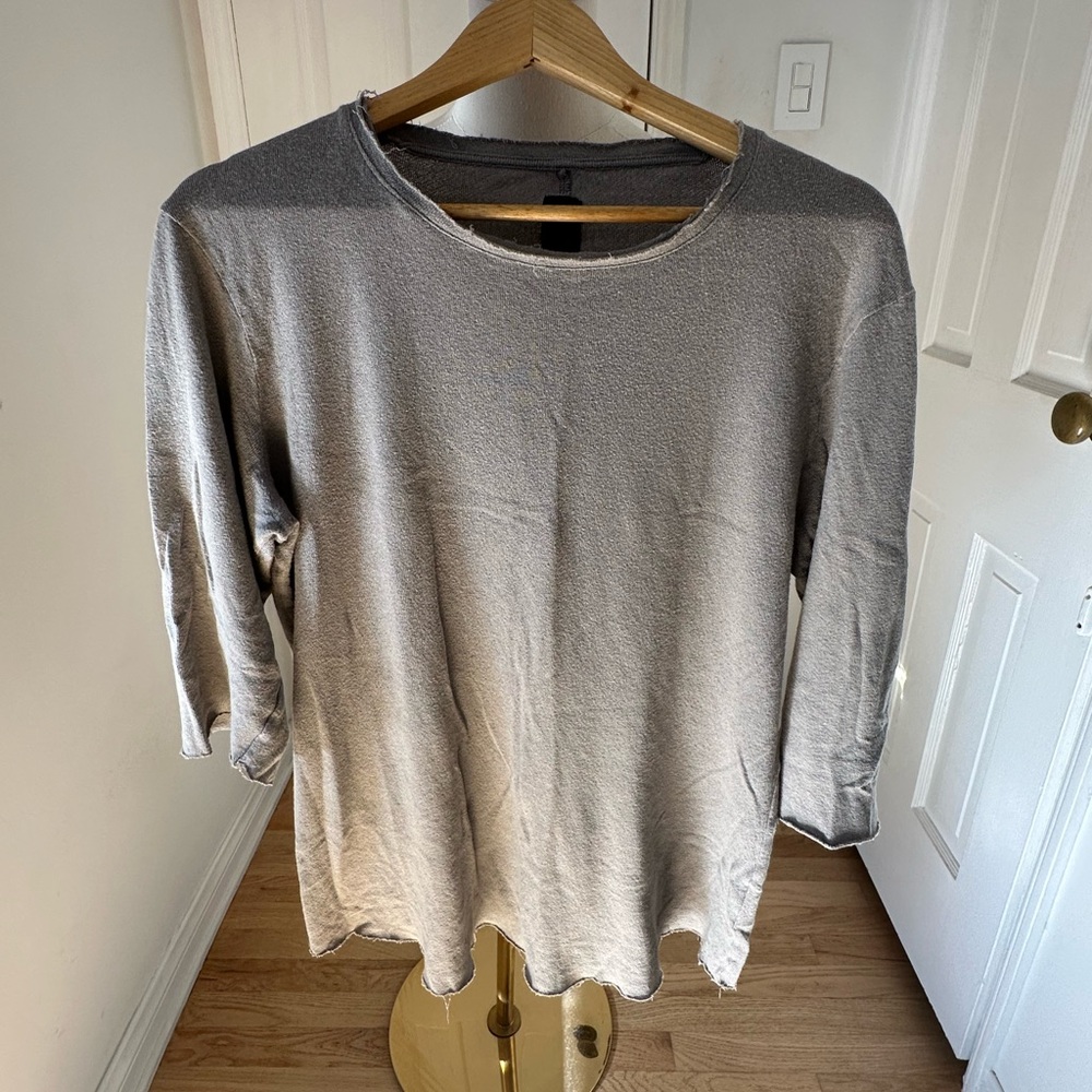THOM KROM Gray Raw Edge Long Sleeve Tee – Size M